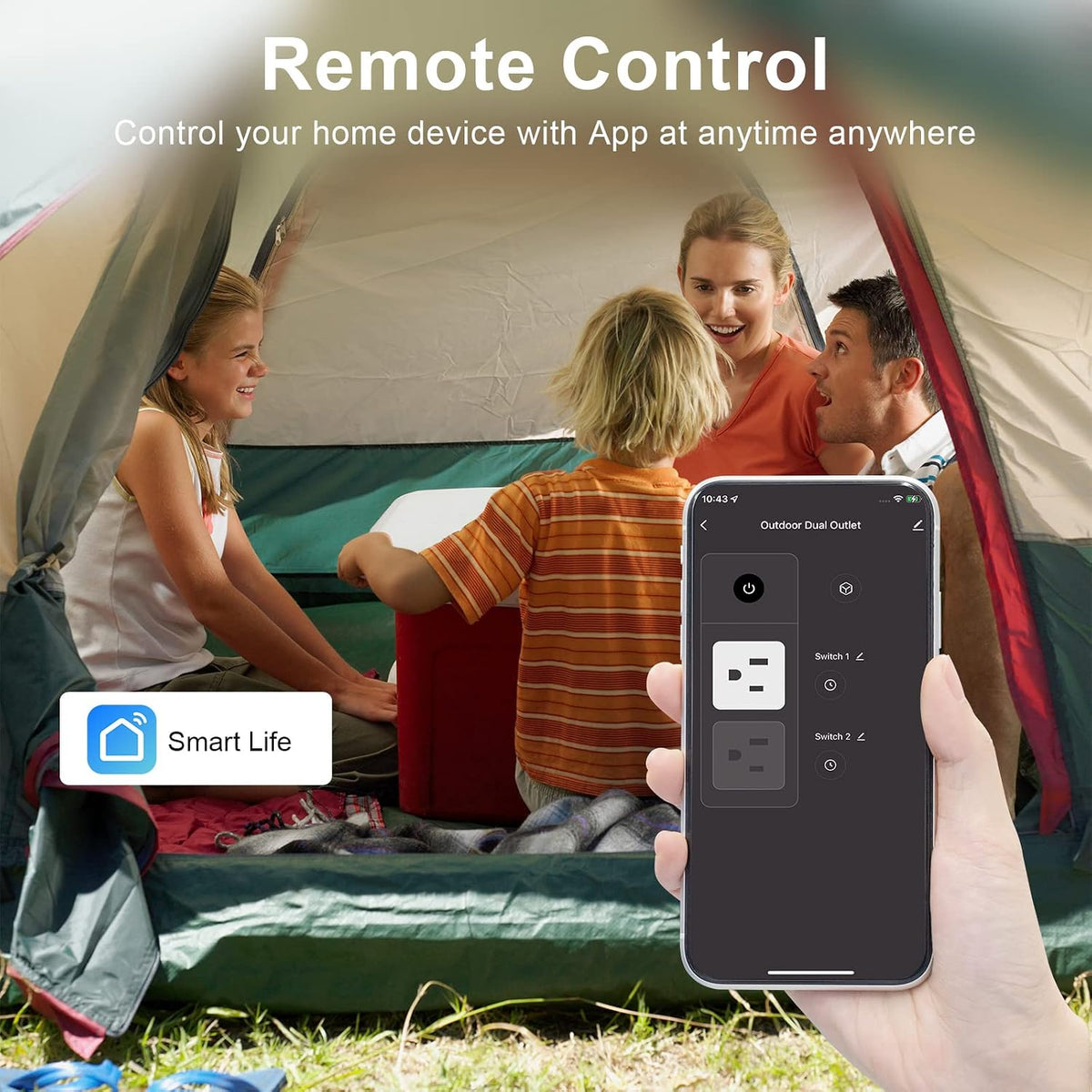 WiFi Outdoor Smart Plug, Smart Plugs that Work with Google Home for Voice Control, Wireless Remote APP Control Smart