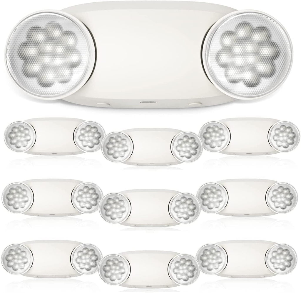 FREELICHT 10 Pack Emergency Lights for Business, Round Heads, 90min Battery
