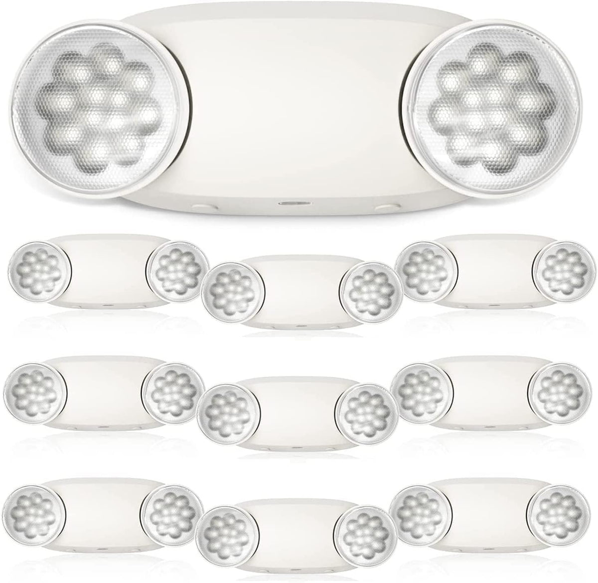 FREELICHT 10 Pack Emergency Lights for Business, Round Heads, 90min Battery