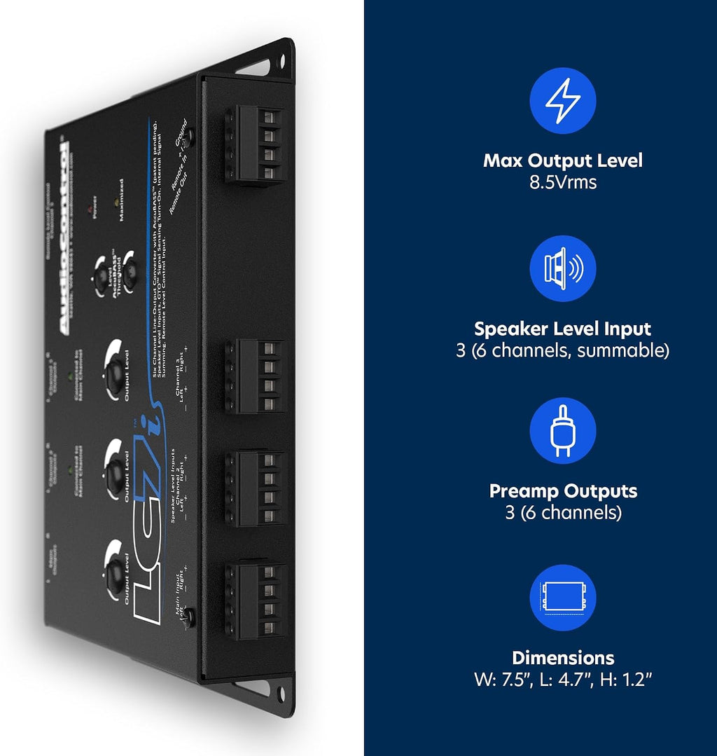LC7i 6-Channel Active Line Output Converter with AccuBASS for Adding Subwoofers, Amplifiers to Factory Car Audio