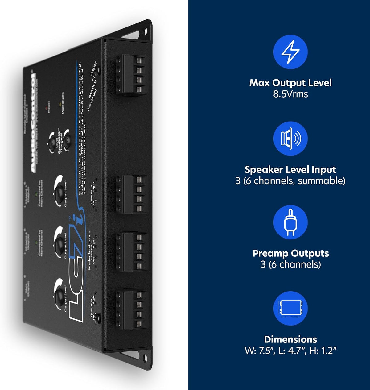 LC7i 6-Channel Active Line Output Converter with AccuBASS for Adding Subwoofers, Amplifiers to Factory Car Audio