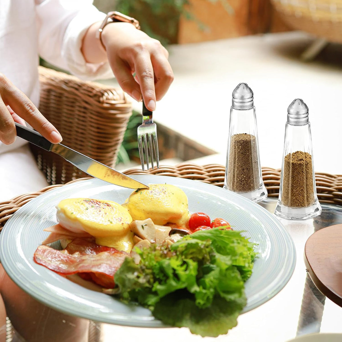 Set of 24 Tower Glass Salt and Pepper Shakers Bulk 40ml Small Tower Spice Shakers Refillable Glass Salt Shaker with