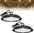 HYPERLITE High Bay LED Lights: 2-Pack 250W UFO LED Light with Plug & Play Plug - 5000K IP65 Waterproof Shatterproof Lighting Fixture
