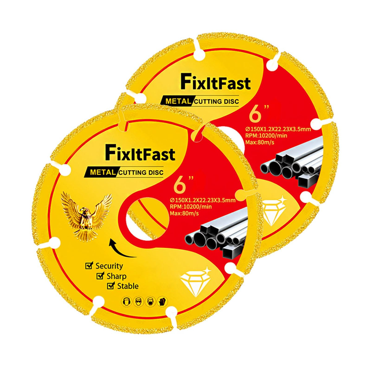 FIXLTFAST 6 inch Diamond Cutting Wheel Metal Cut Off Disc for Angle Grinder