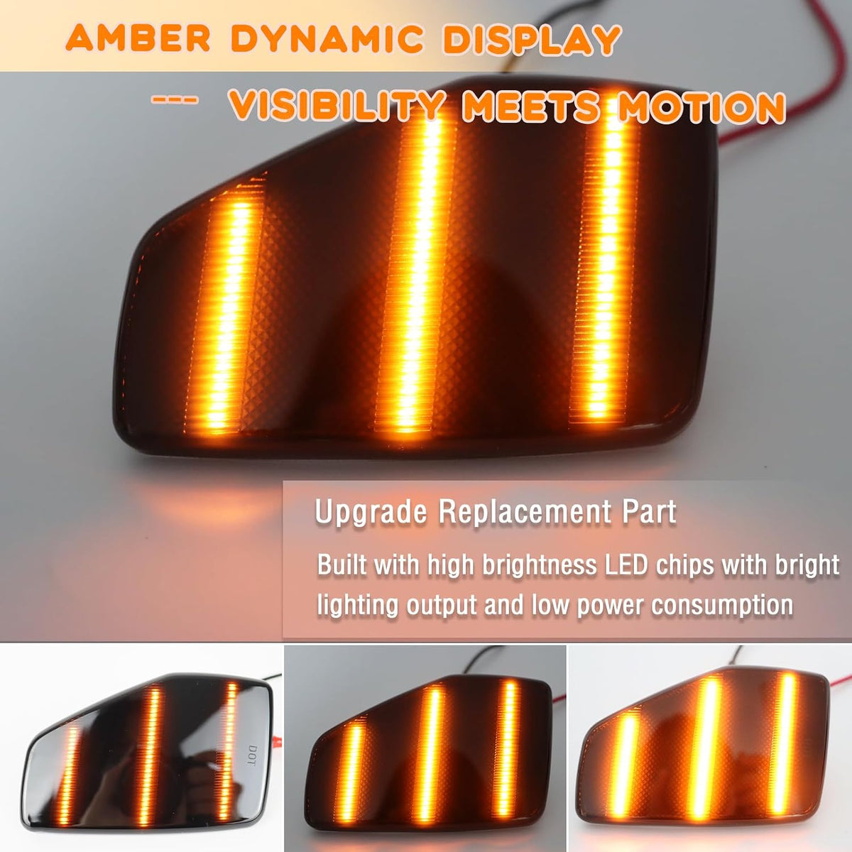LED Front Headlight Side Marker Light Amber Turn Signal Lamp Kit for Hummer H3 2006-2010 H3T 2009-2010 Replace OEM Trim,Smoked Lens Side Bumper Marker Lamps,2pcs