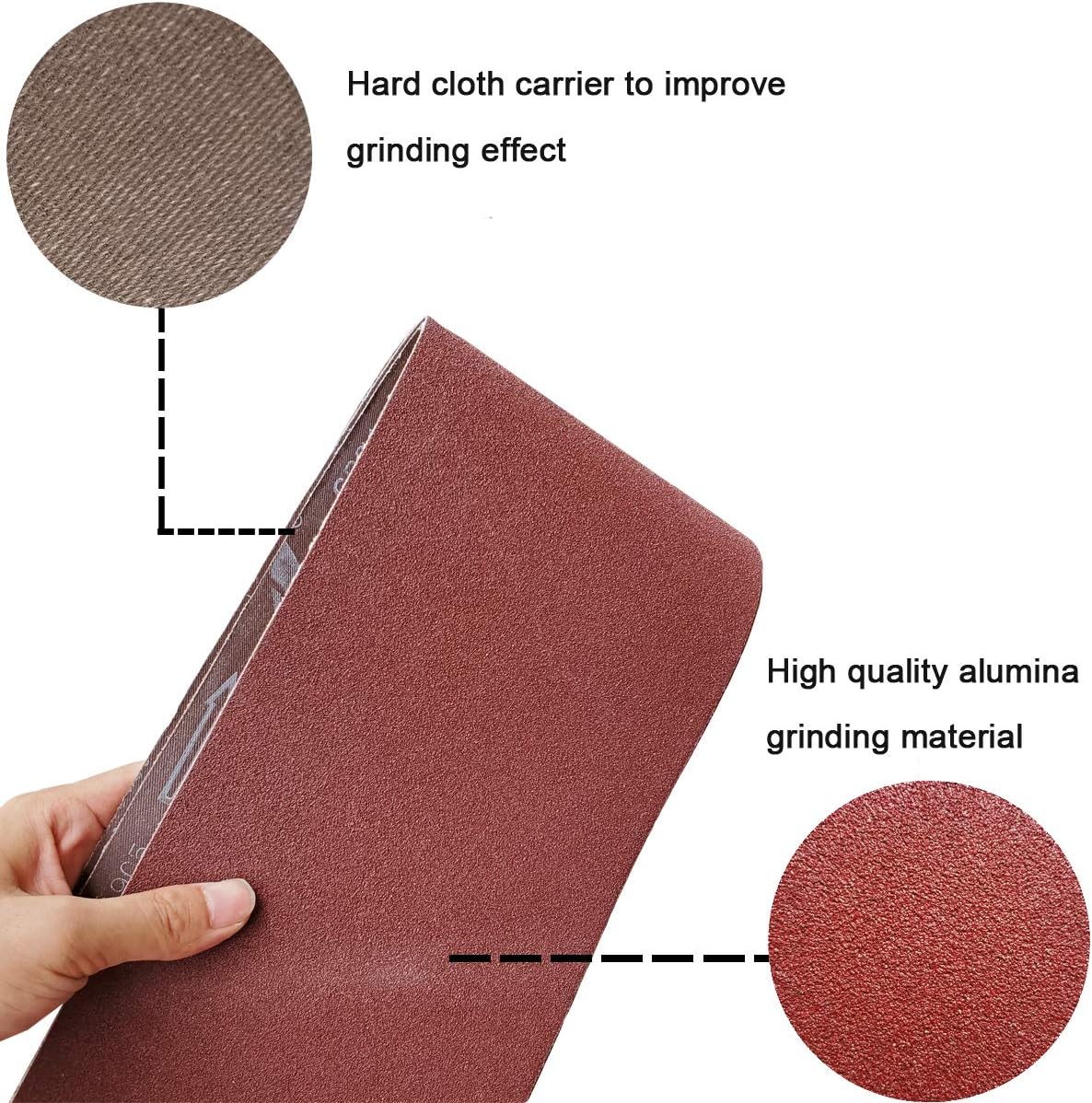 Tonmp 6 PCS 6 inch x 48 inch Sanding Belts - 2 Each of 40 80 120 Grit Aluminum Oxide Sanding Belts For Belt sander (6x48 inch)