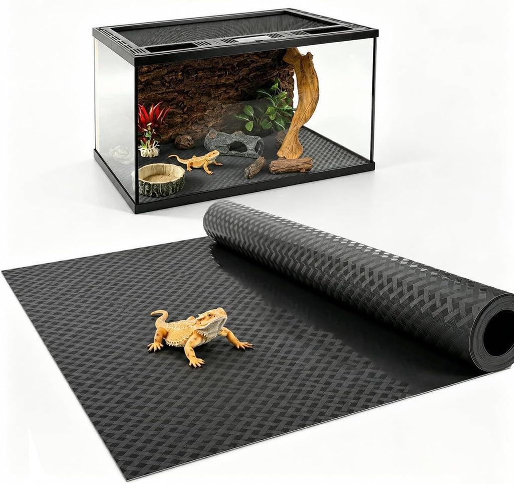 118" Non-Adhesive Reptile Tank Carpet for Bearded Dragon, Black