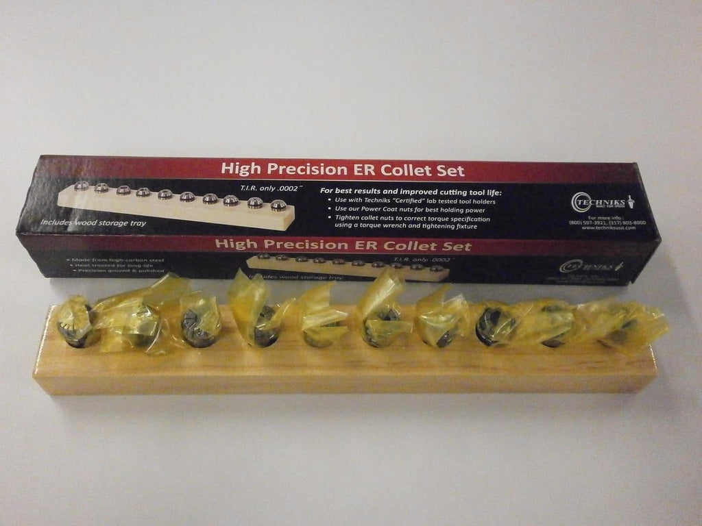 TECHNIKS 10 PC SUPER PRECISION ER16 COLLET SET METRIC 1MM - 10MM CHUCK
