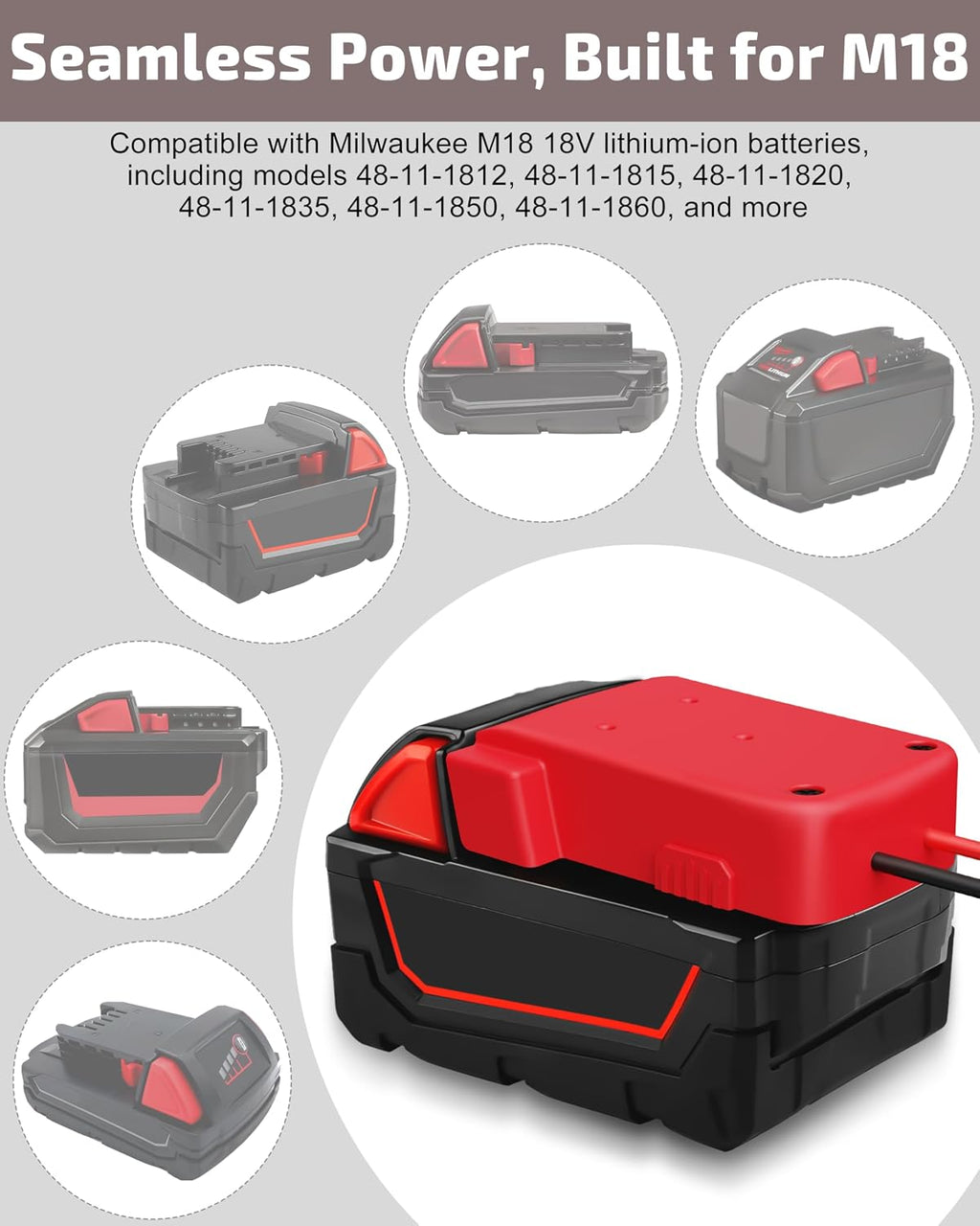 2-Pack 18V for Milwaukee M18 Battery Adapter for Power Wheels Battery Upgrade Conversion Kit with Wire Connectors Fuses 12AWG Wire Power Tool Drill Battery Converter Adapter for Kids Car, RC, DIY, Etc