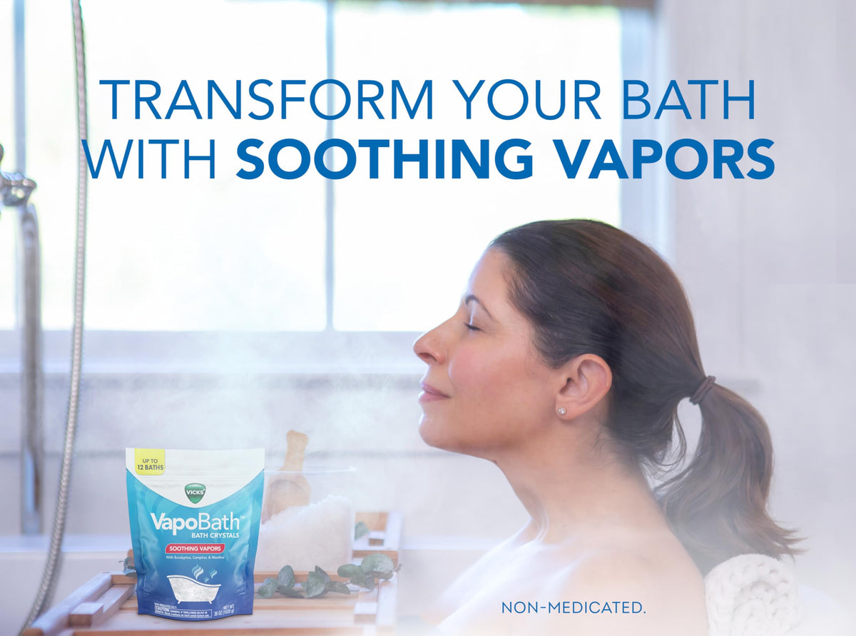 VapoBath, Bath Salts, Bath Bomb, Non-Medicated Bath Crystals, Comforting Vicks Vapors, Vapor Bath, Aromatherapy with