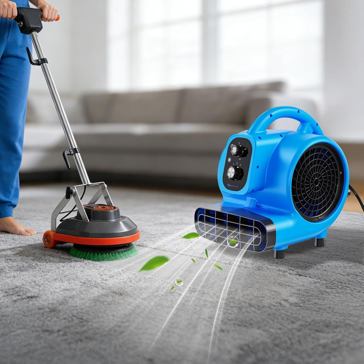 Air Mover 1/4 HP 1000 CFM Portable Blower Fan Carpet Dryer, Floor Dryer Fan | 3-Speed, 4 Adjustable Angles, Daisy