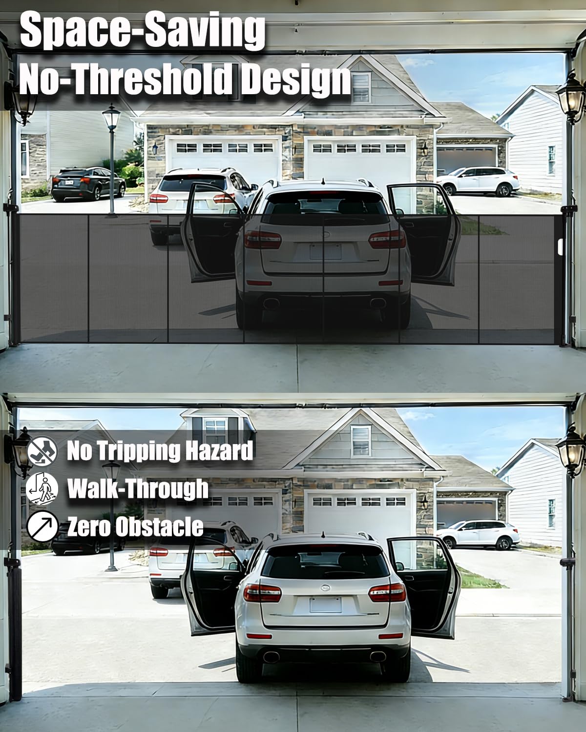240" x 41" Extra-Wide Retractable Indoor Mesh Pet & Child Safety Gate with One-Hand Safety Lock for Wide Openings, Patios & Stairways