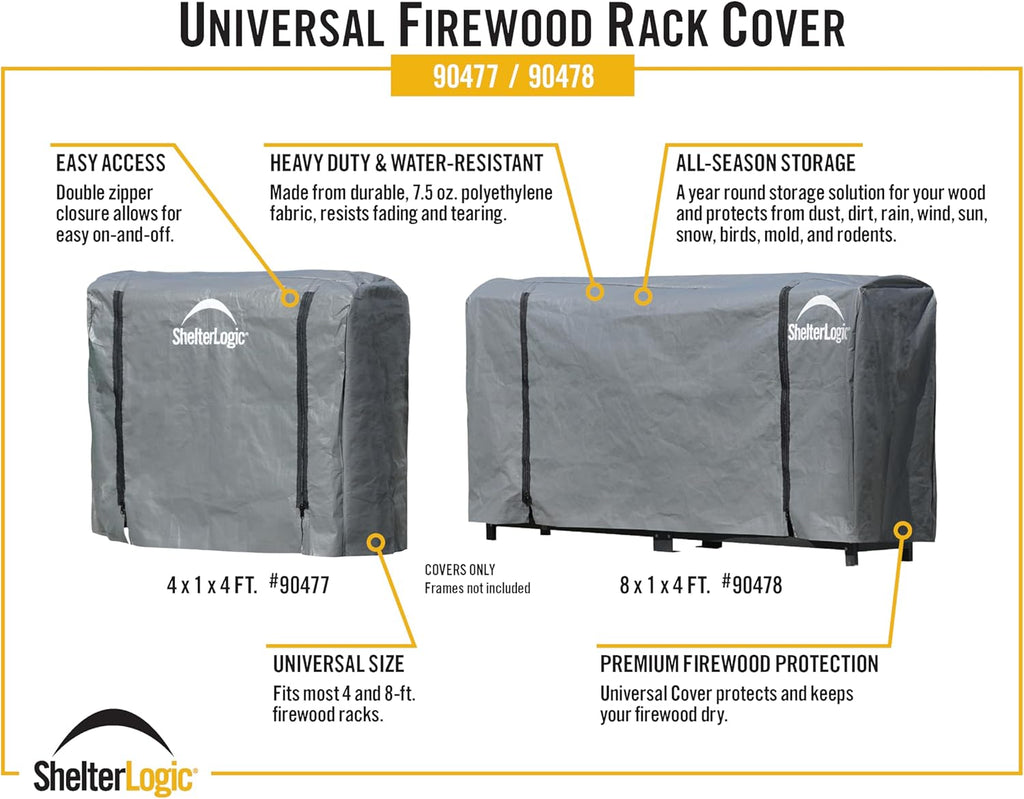 Firewood Rack-in-a-Box Universal Full Length Cover for Firewood Storage Racks, Fits Most 4-Feet Firewood Racks Size: