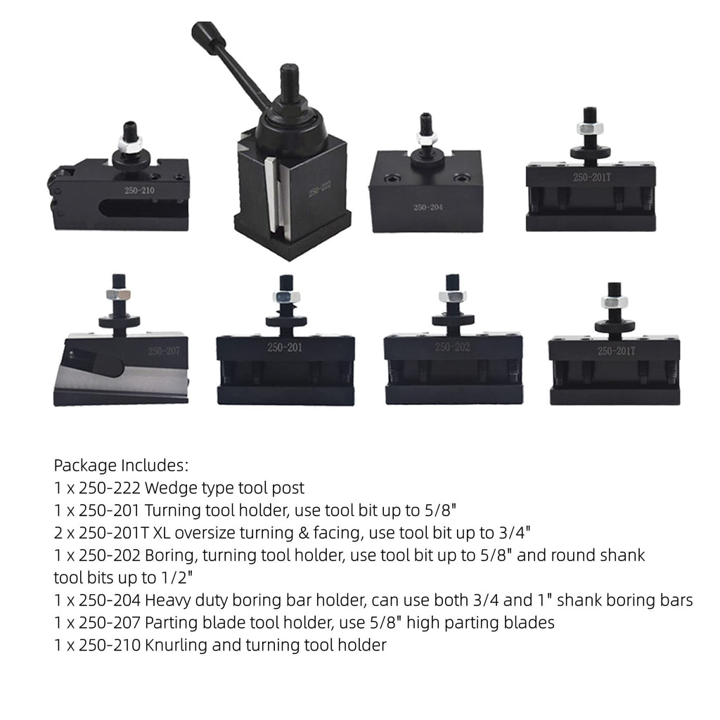 waltyotur BXA Tool Post Set 250-222 Tool Holder Set 10-15 Inch 8Pcs