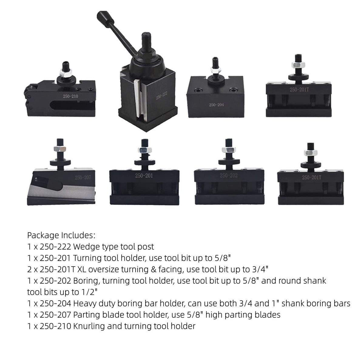 waltyotur BXA Tool Post Set 250-222 Tool Holder Set 10-15 Inch 8Pcs