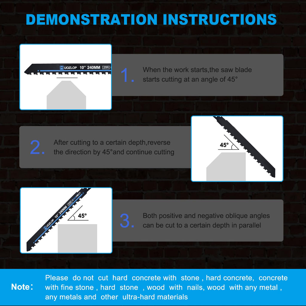 MUOZLOP 2TPI 10inch 2Pack Masonry Reciprocating Saw Blades