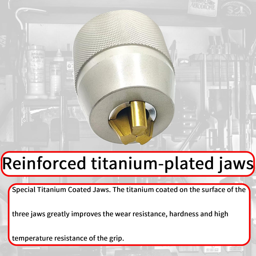 MT4 Keyless Drill Chuck, 1/8" - 5/8" (3-16mm), Titanium Coated Jaws