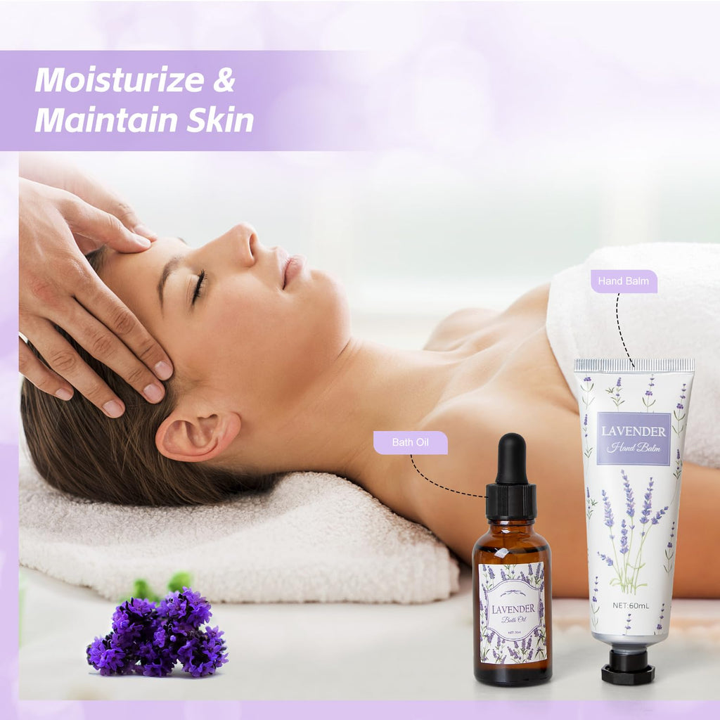 Lavender Spa Gifts Set, 11 Pcs Bath Gift Set for Women, Relaxing Spa Gifts, Home Spa Bath Set Self Care Package
