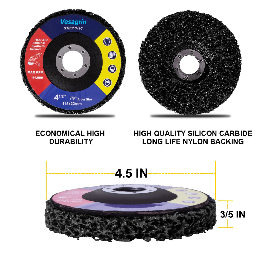 12 Pack 4.5 inch Strip Discs for Angle Grinder, Wire Stripping Wheel Paint Remover for Metal Surfaces, Abrasive Wheels Grinding Discs for Rust Welds Oxidation (4-1/2" x 7/8")