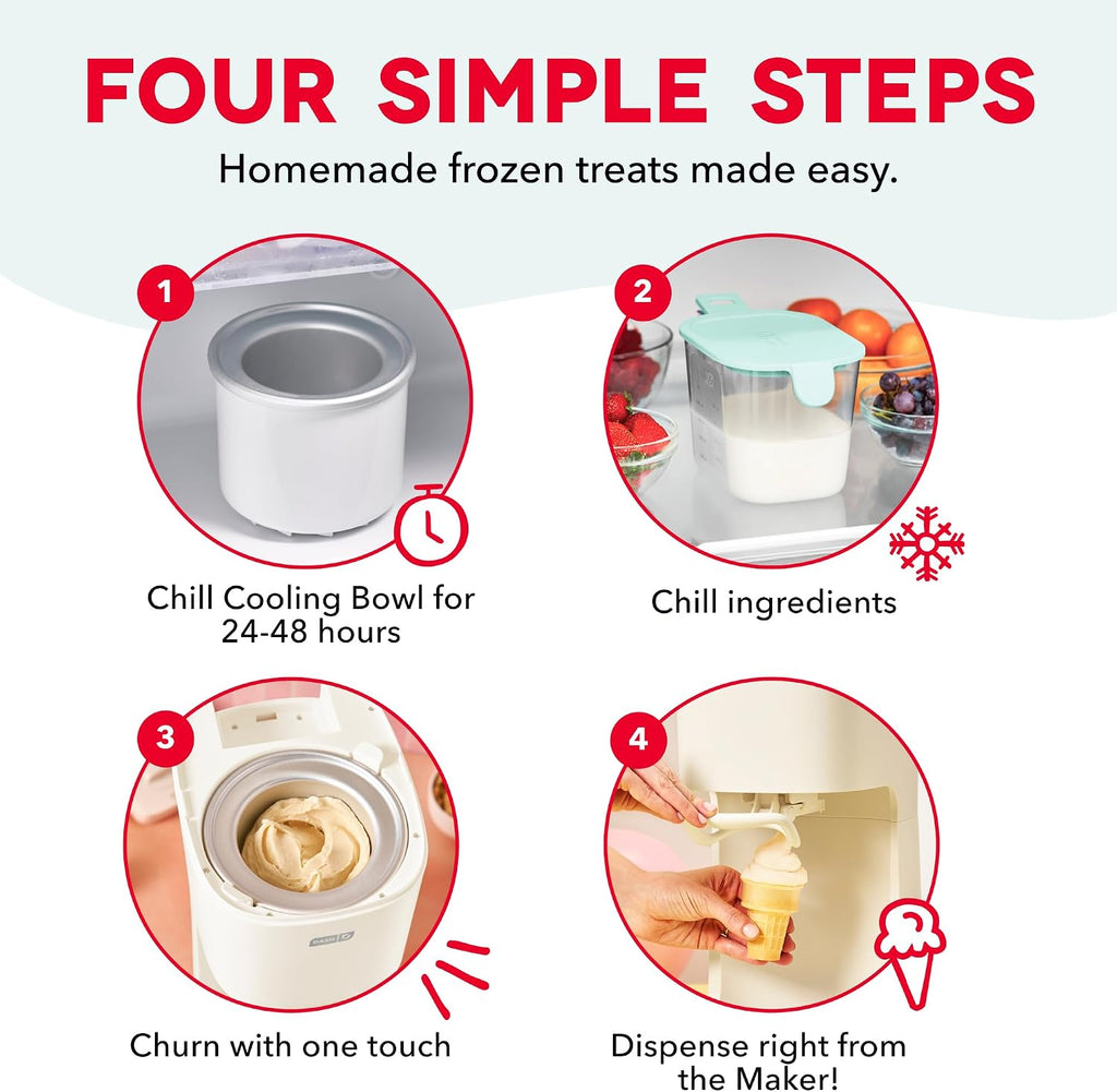 Soft Serve Ice Cream Maker, 1-Pint Freezer Bowl, Cream