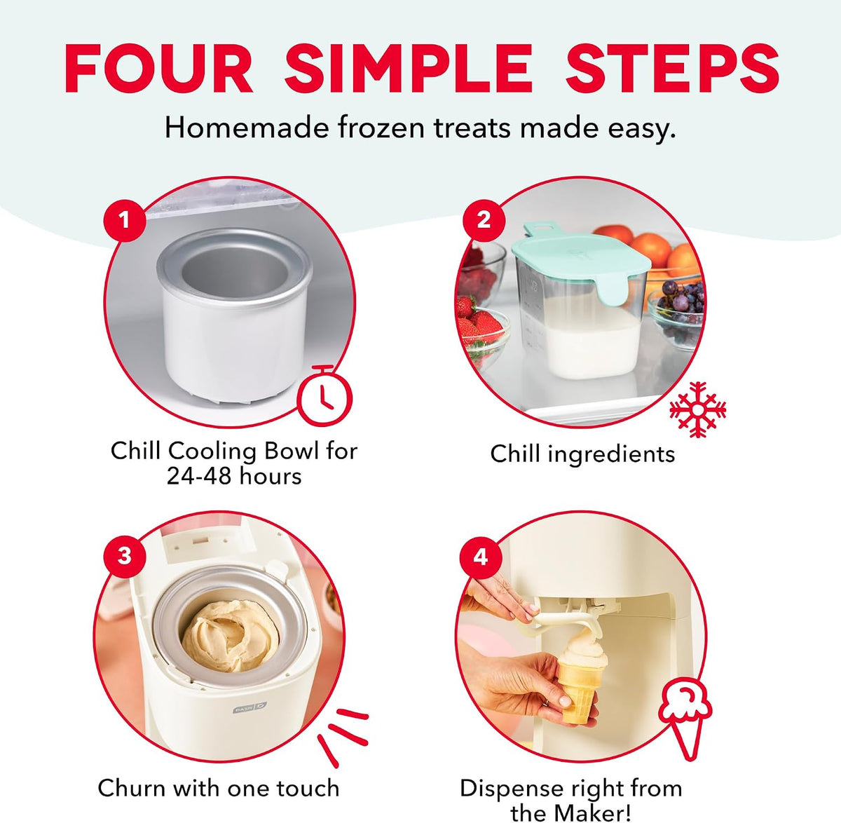 Soft Serve Ice Cream Maker, 1-Pint Freezer Bowl, Cream