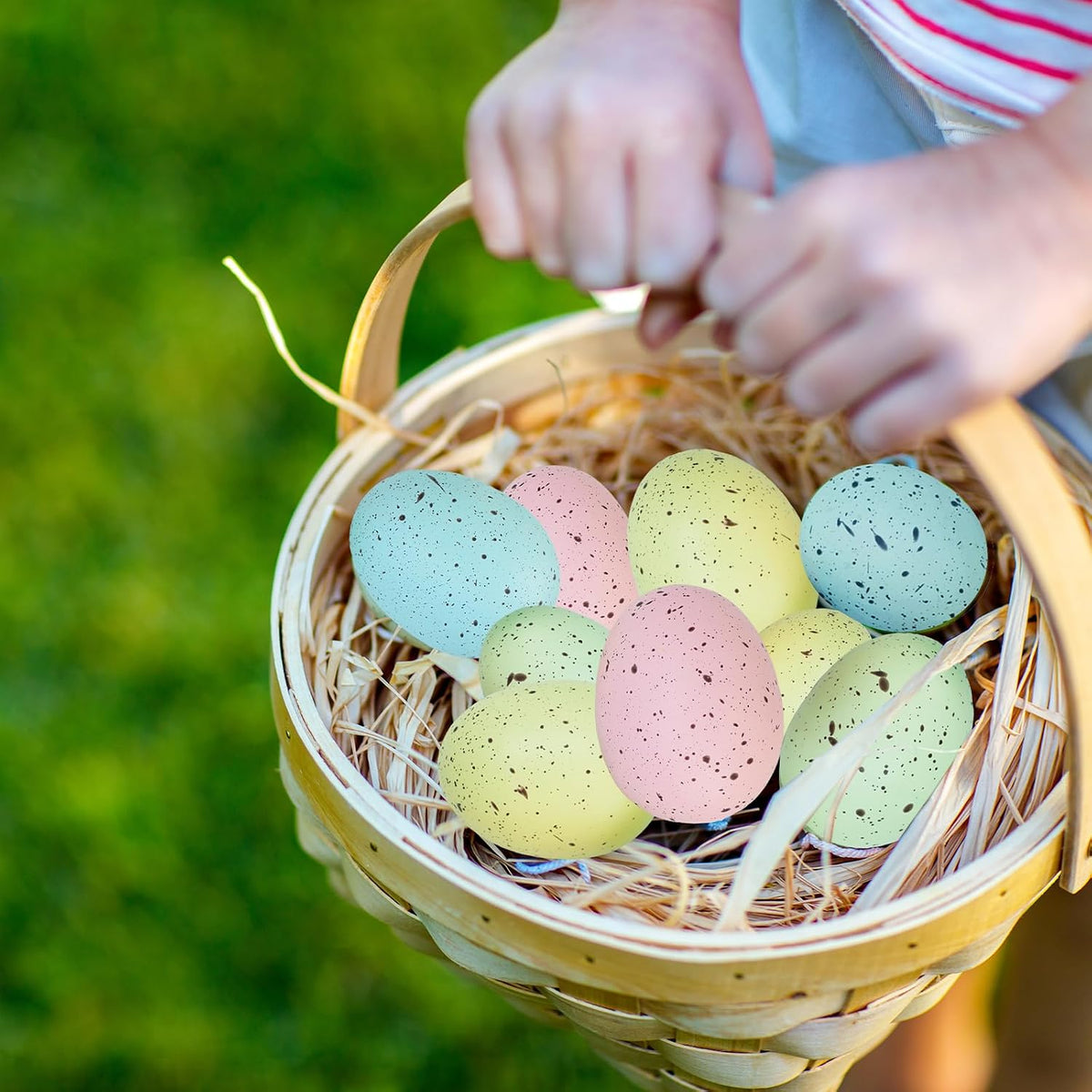 40 Pcs 5 Colors Artificial Easter Eggs Decorative Speckled Eggs Pastel Pink Green Blue Foam Eggs 2" for Easter Basket