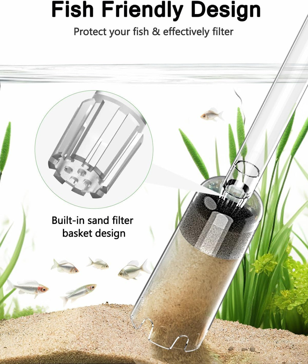4-in-1 Aquarium Gravel Cleaner, Adjustable Flow Fish Tank Vacuum