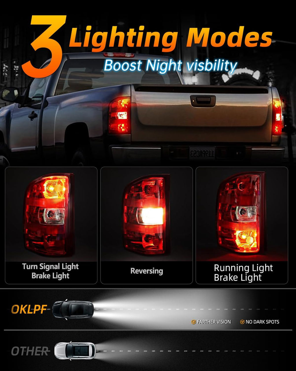 OKLPF Rear Brake Tail Lights Compatible With 07-14 Chevy Silverado