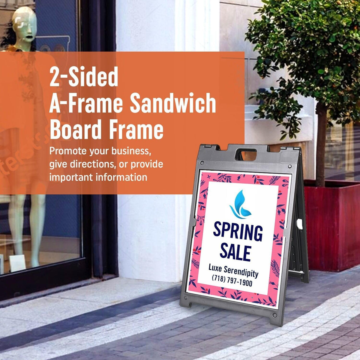 (Pack of 4 Two-Sided BabyBoss Sidewalk Sign Frame with Slide-In Feature/A-Frame Sandwich Board for 24 x 18 inch