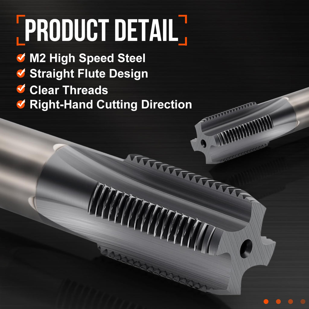 Workkyma ZG3/8-19 Pipe Thread Tap Straight Flute M2 High Speed Steel