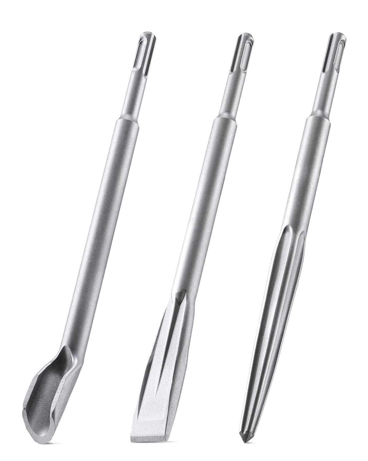 TGFTGF 3PCS SDS Plus Rotary Hammer Drill Bits and Chisel Set, SDS Plus Bits, 40Cr Alloy Steel Masonry Drill Bit Set, Point Self-Sharpening Chisel/Flat Chisel/U-Groove Chisel/for Concrete, Brick, Stone