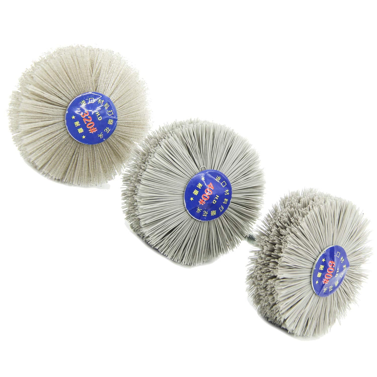 Woodwork Polish Grinder, Nylon Wheel Brush Abrasive, Grinding Head with 6mm Threaded Shank, Abrasive Nylon Wheel Brush, Sanding Mop, Abrasive Wheel (320/400/600# 3Pcs)