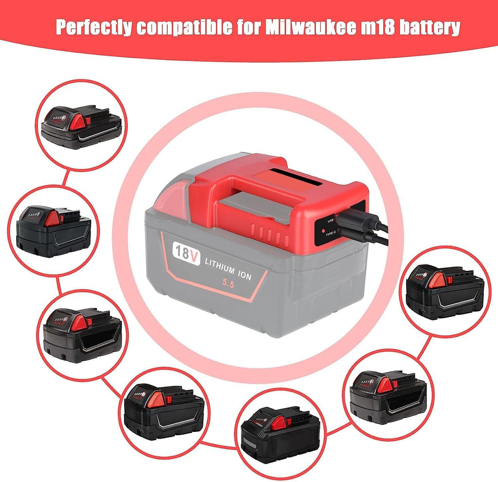 KUNLUN 2 Pack USB Charger Adapter Compatible for Milwaukee M18 18V Battery