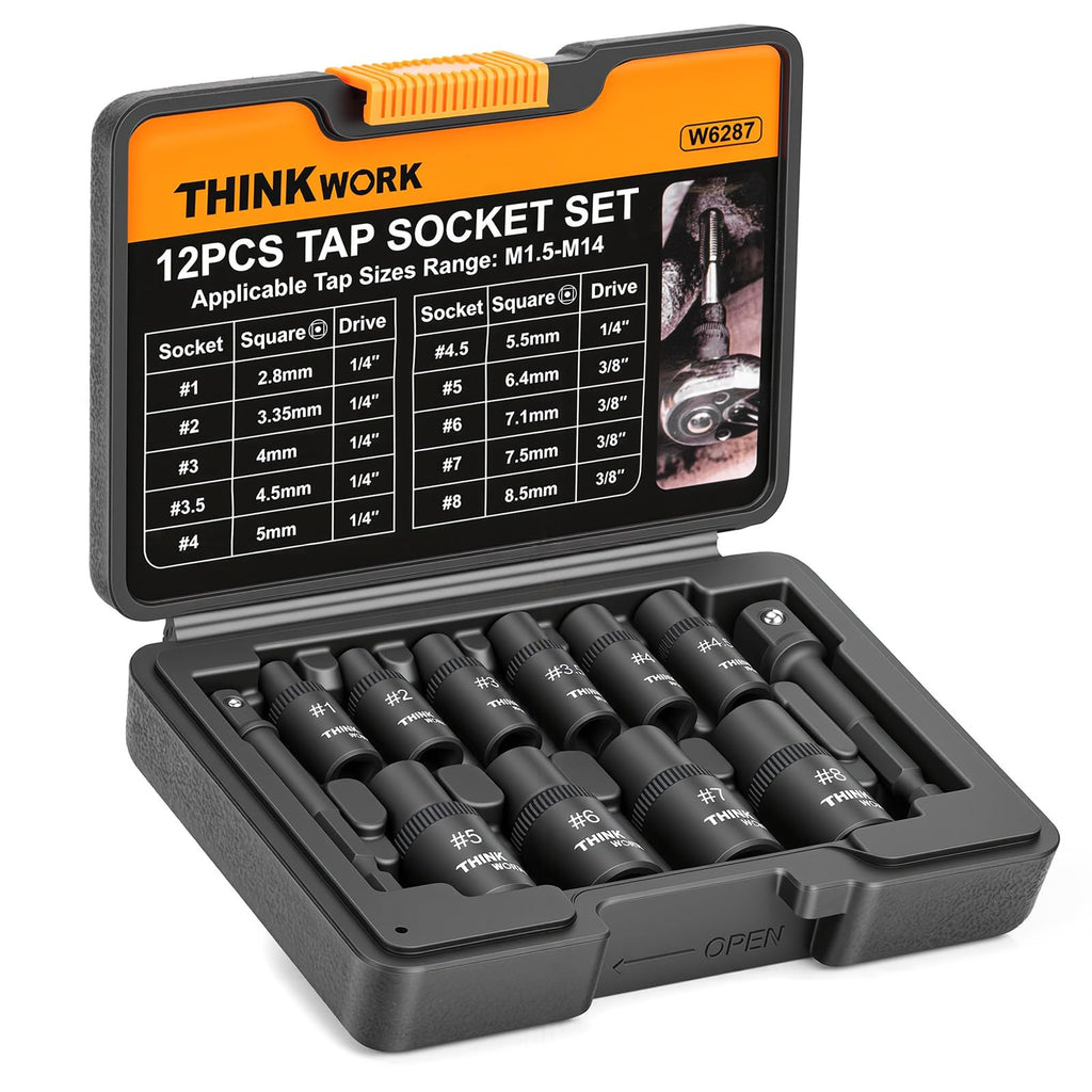 12-Piece Magnetic Tap Socket Set, 1/4" & 3/8" Square Drive Tap Handle Tool