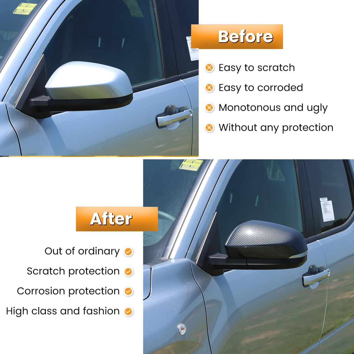 Heutamo Door Rearview Mirror Cover Cap Trim Compatible with Toyota Tacoma 2024 2025 2026 (with turn signals light) Left Right Side Door Rear View Mirror Cover Accessories (Carbon Fiber Pattern A)