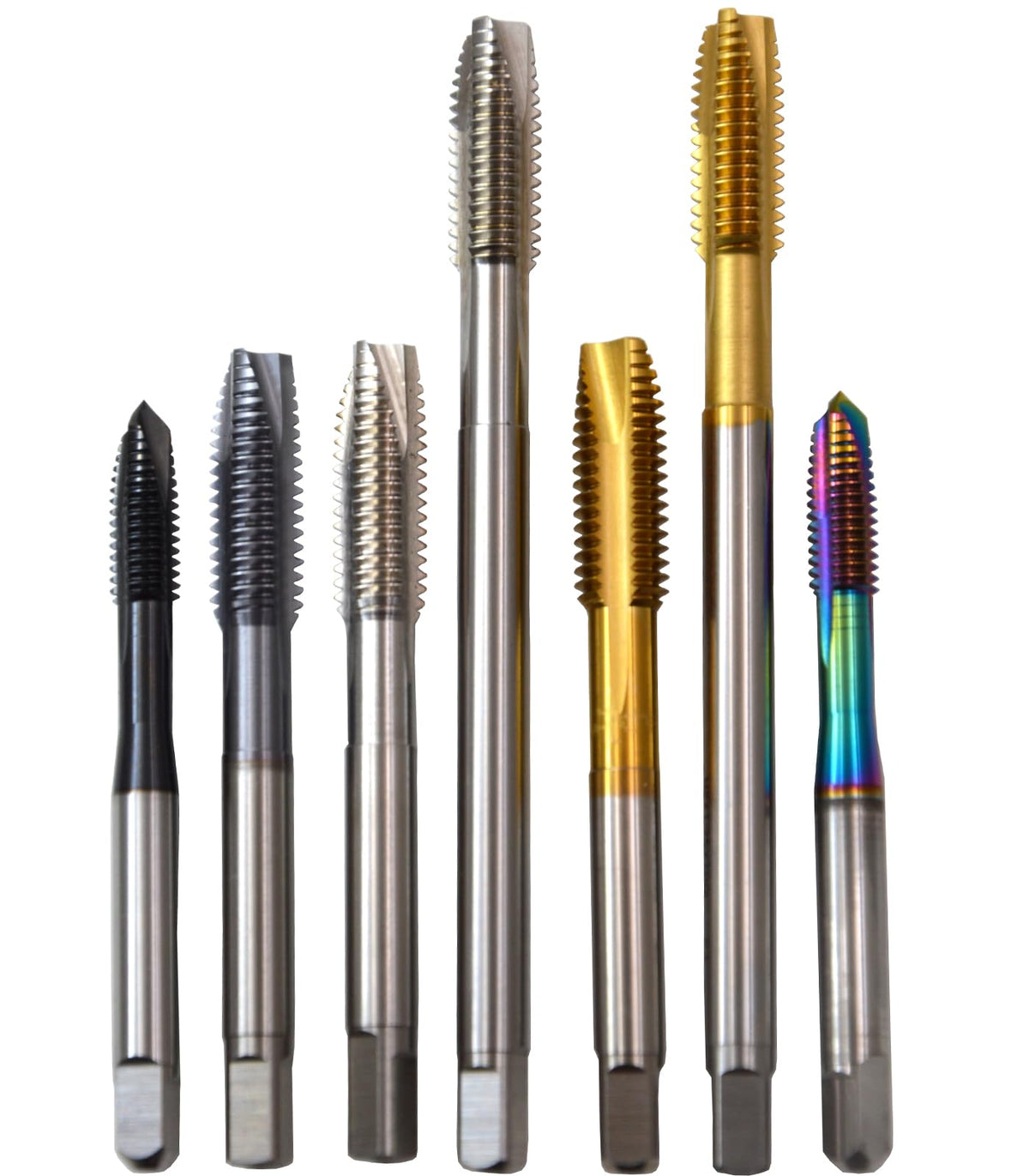 WKSTOOL M5×0.8 TaC Coated High Speed Steel Precision Spiral Pointed Taps Long Shank Deep Through Hole Threading Tapping Tools for Aluminum Brass Alloys