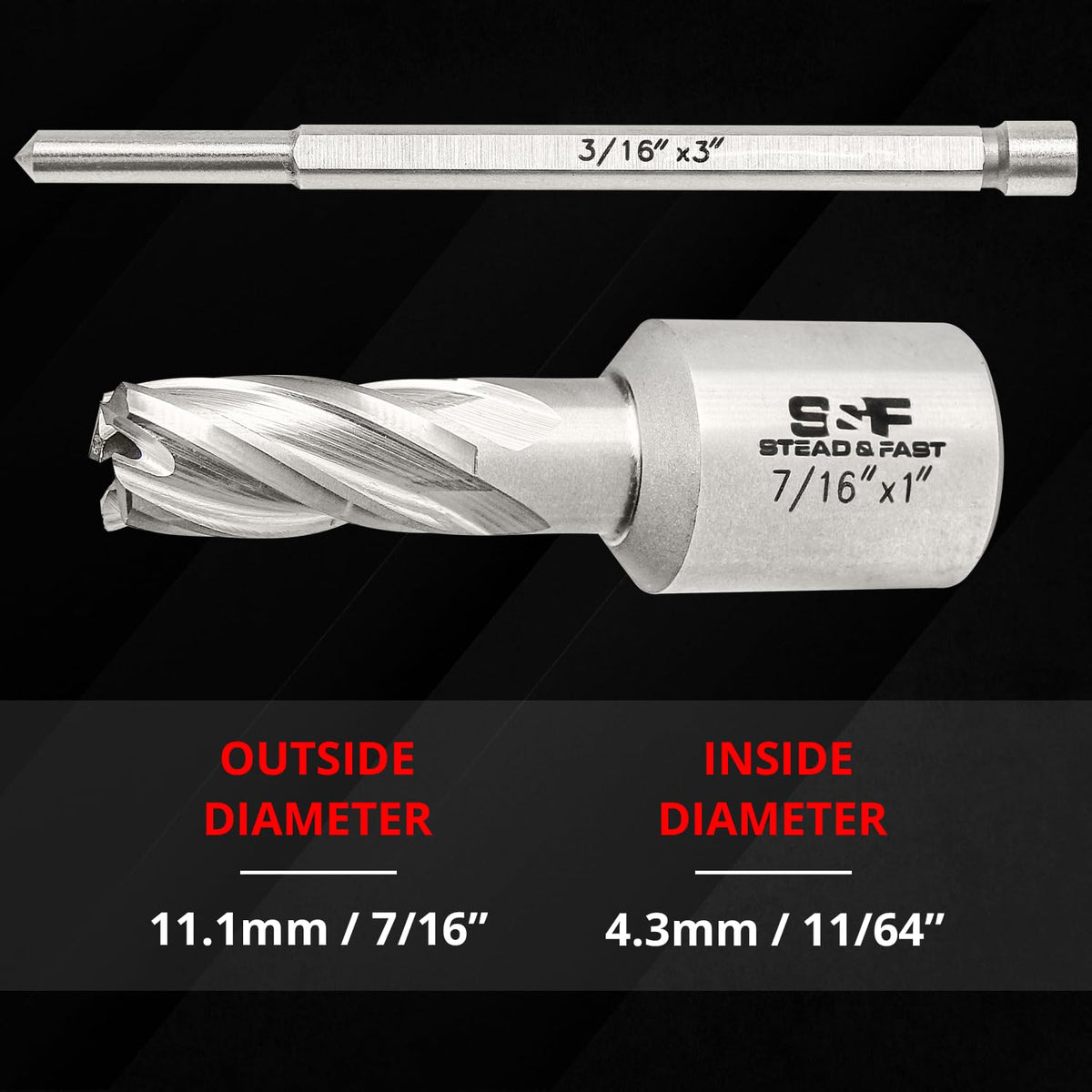 S&F STEAD & FAST Annular Cutter Set, 2-pc, 7/16" Diameter x 1" Depth of Cut for Magnetic Drill Press