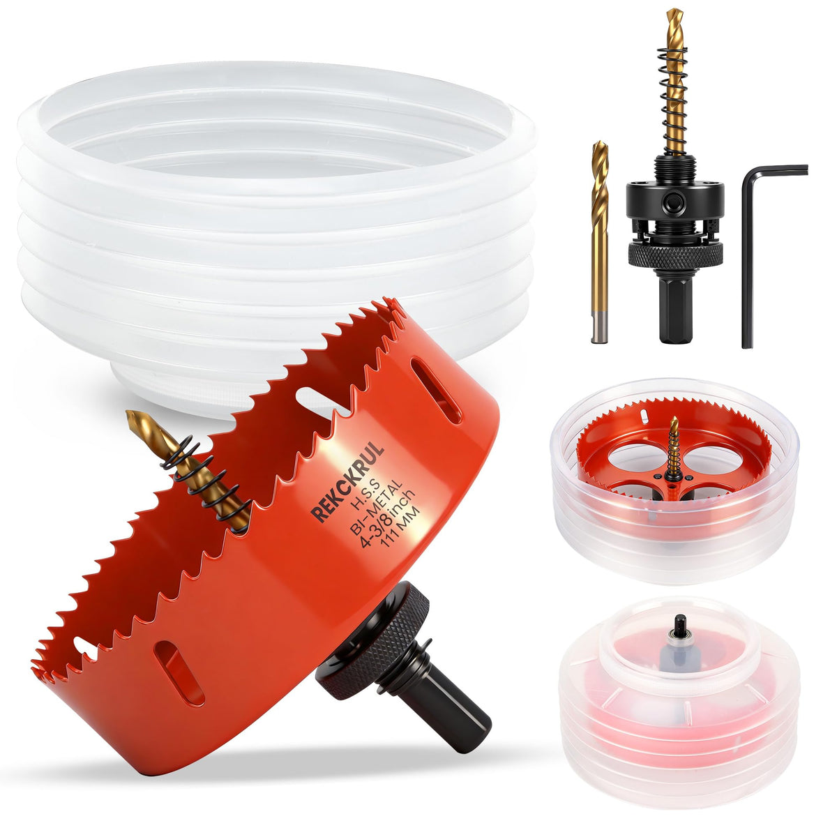 REKCKRUL (111mm | 4-3/8 Inch) HSS M42 with 8% Cobalt Bi-Metal Hole Saw