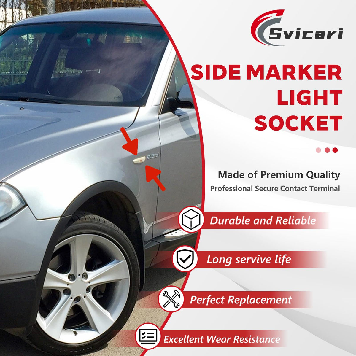 Svicari Side Marker Light Socket & License Plate Lamp Connector Plug Compatible with BWM 525i 528i XDrive 320i 323i X3 X5 M5 M6 645Ci 650i Replace OE #63138382104 2PCS