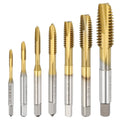 Workkyma 7 Pack Spiral Point Tap High Speed Steel M35 Titanium Coating