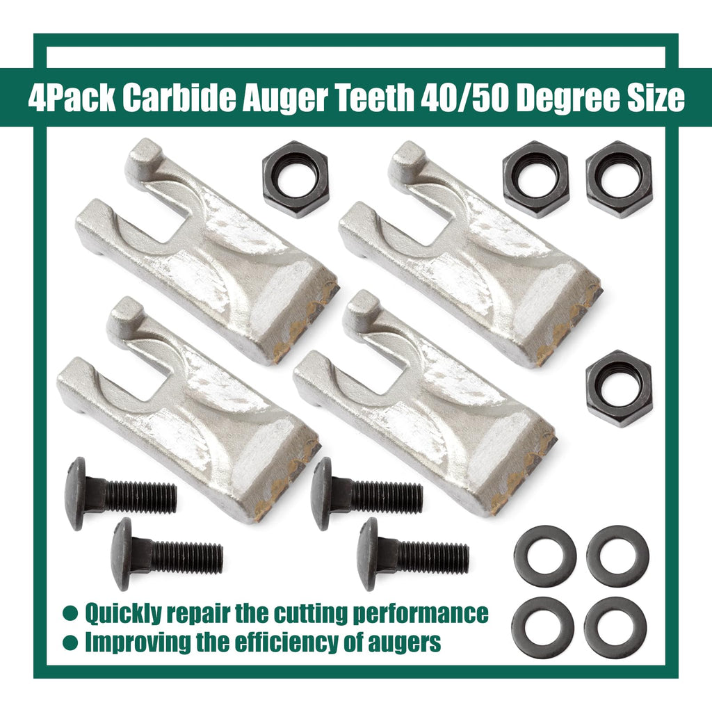YUXIVCNE 134519 Carbide Auger Teeth Compatible with Pengo Aggressor Auger for Wisdom Tooth 40/50 Size, Replacement for Bobcat for McMillen for Cat Digging Teeth Kit Replace 174-9567, 4 Pack