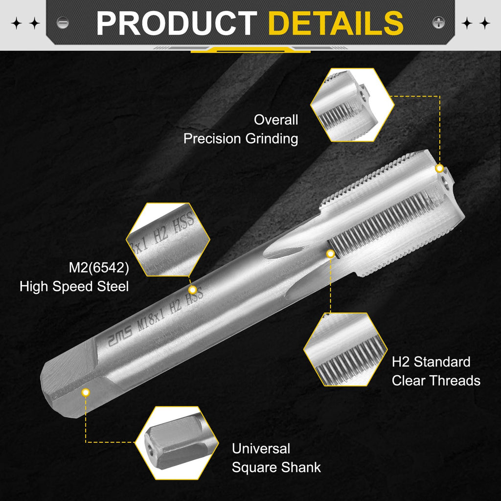 uxcell Hand Plug Tap M18 x 1 H2 Metric Thread Plug Style Taps