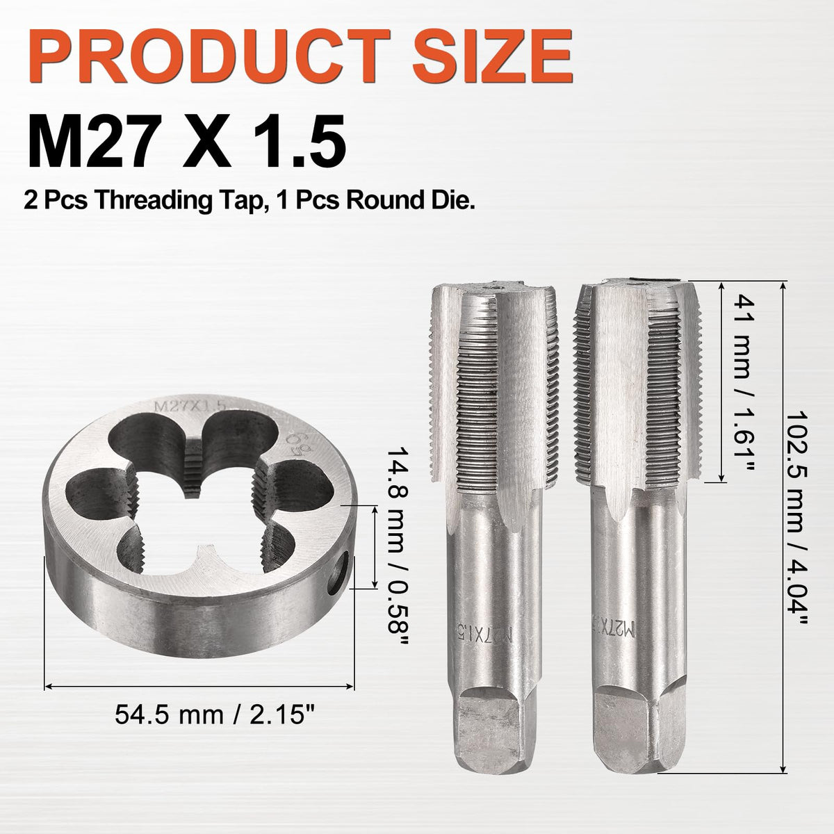 Workkyma M27x1.5 Tap and Die Set, M27x1.5 Metric Hand Threading Tool Kit