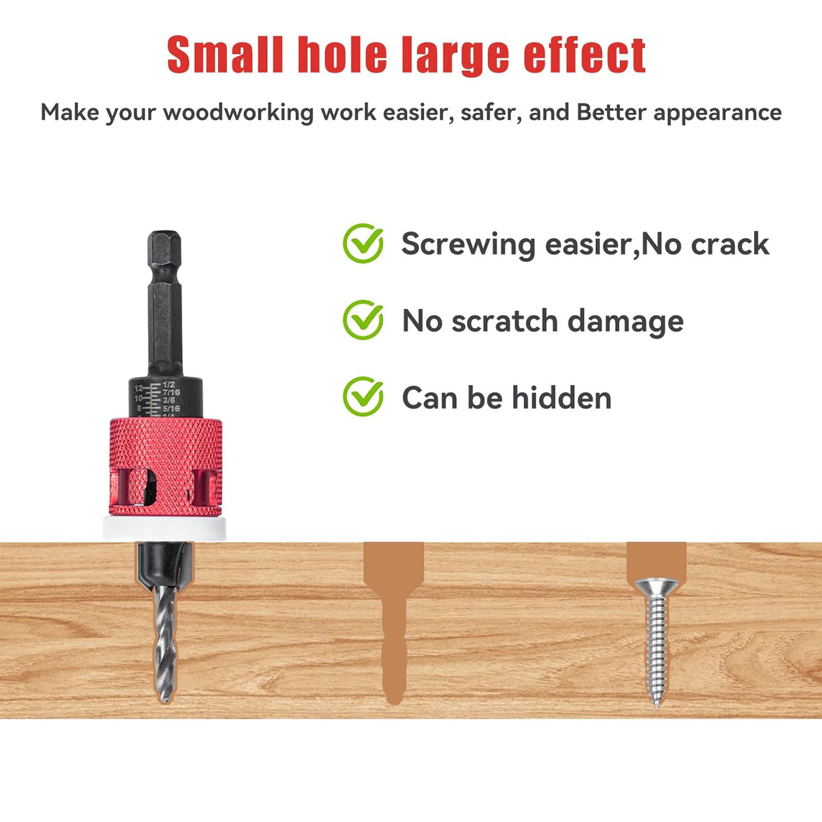 8 PCS Countersink Drill Bit Set with Depth Stop Collar for Woodworking