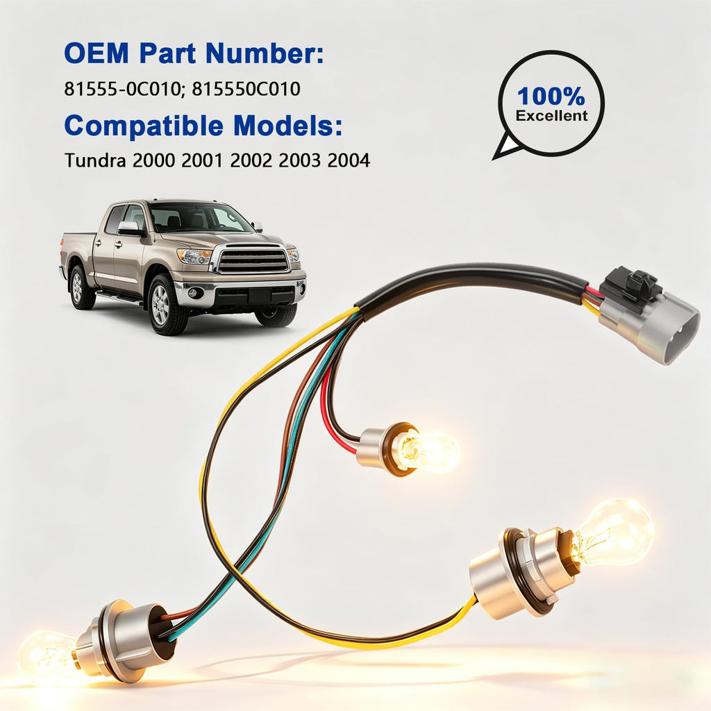 81555-0C010 Tail Lamp Light Socket Harness with Bulbs for Tundra 2000-2004