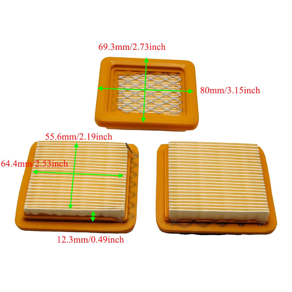 3Pcs Air Filters for Honda GX35 GX50 Engines Replace 17211-Z3F-000