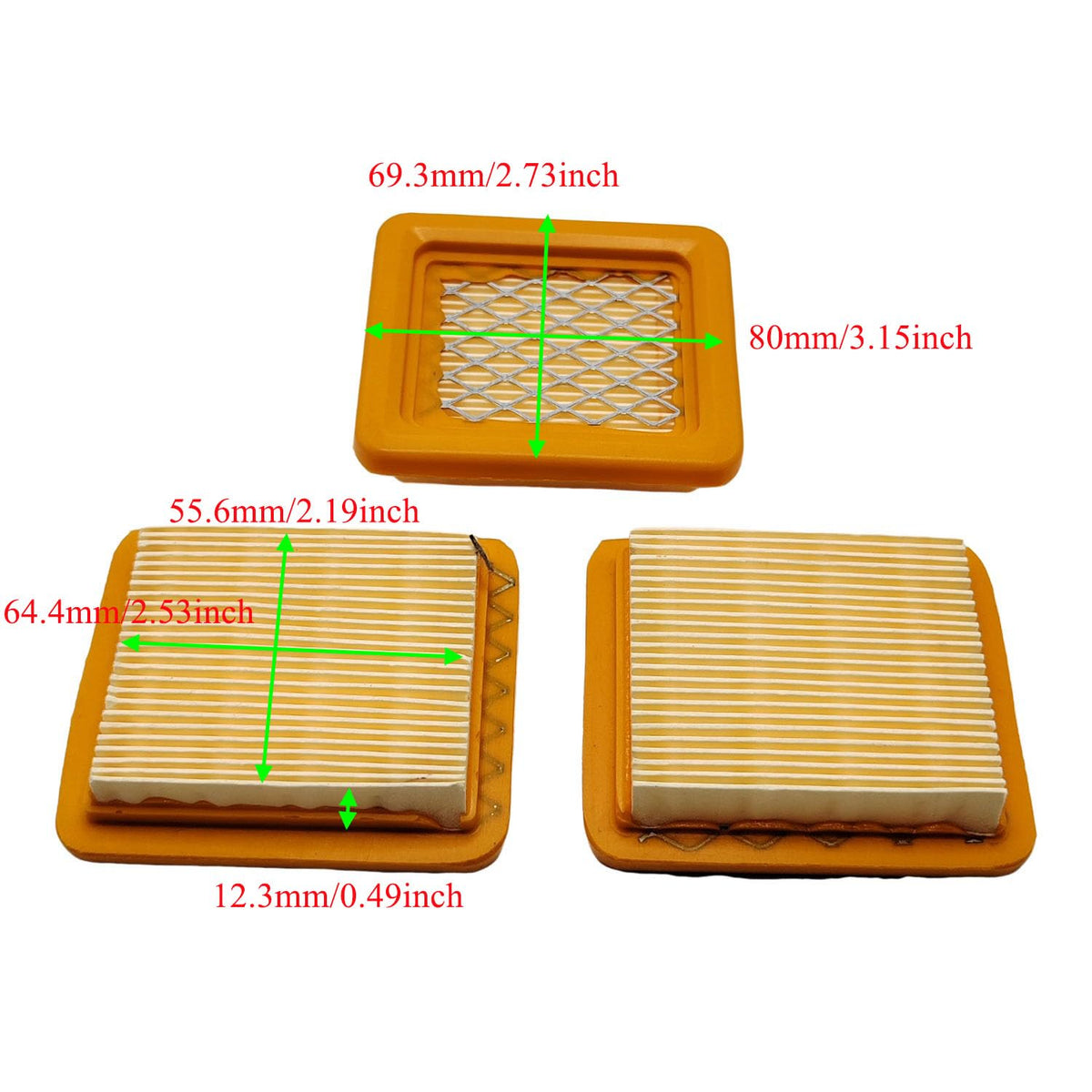 3Pcs Air Filters for Honda GX35 GX50 Engines Replace 17211-Z3F-000
