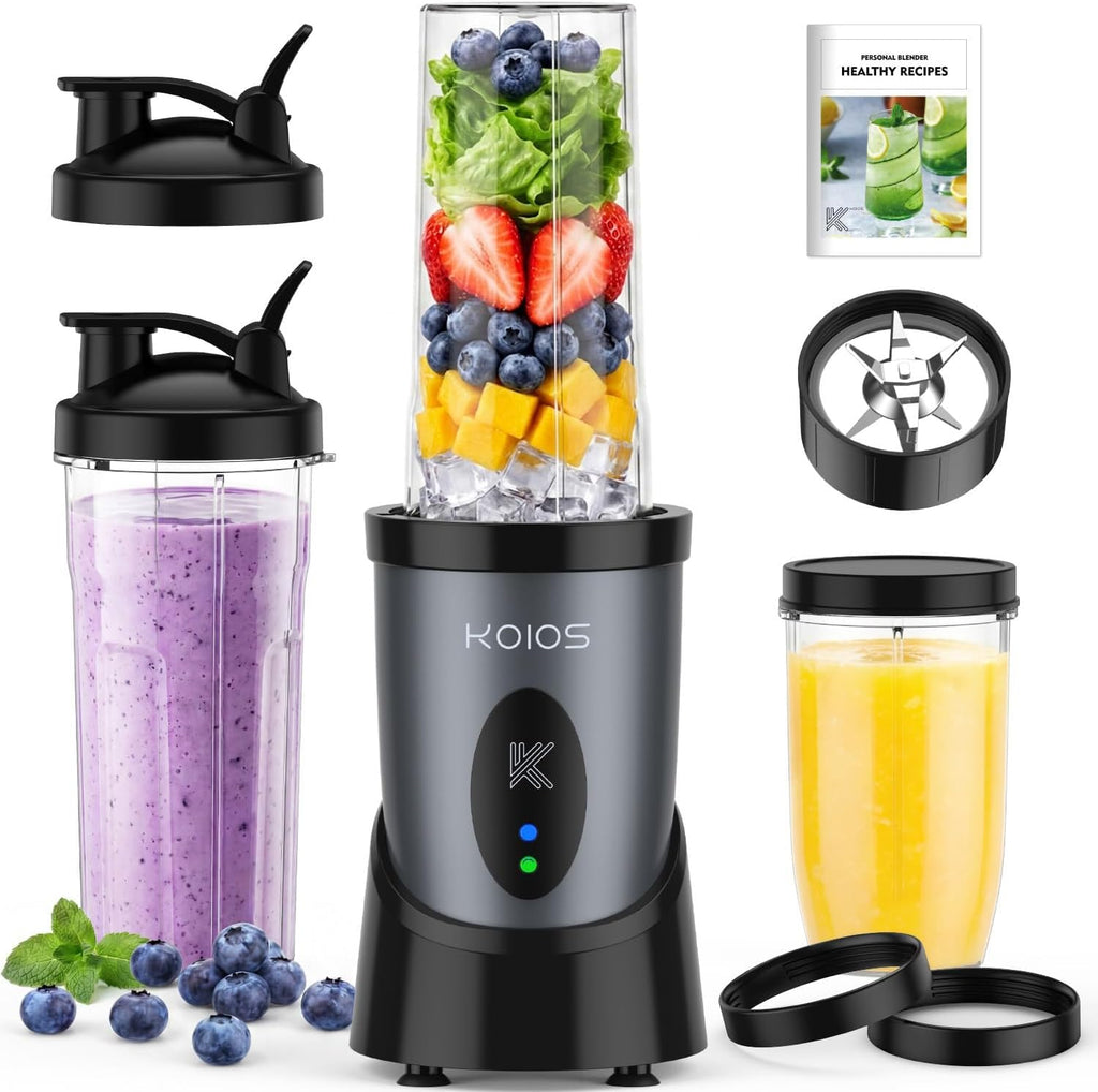 Smoothie Blender Kitchen, 900W Personal Blenders with 3 To-Go Cups | (2) 23oz & 16oz Cups, Blend Smoothies Shakes