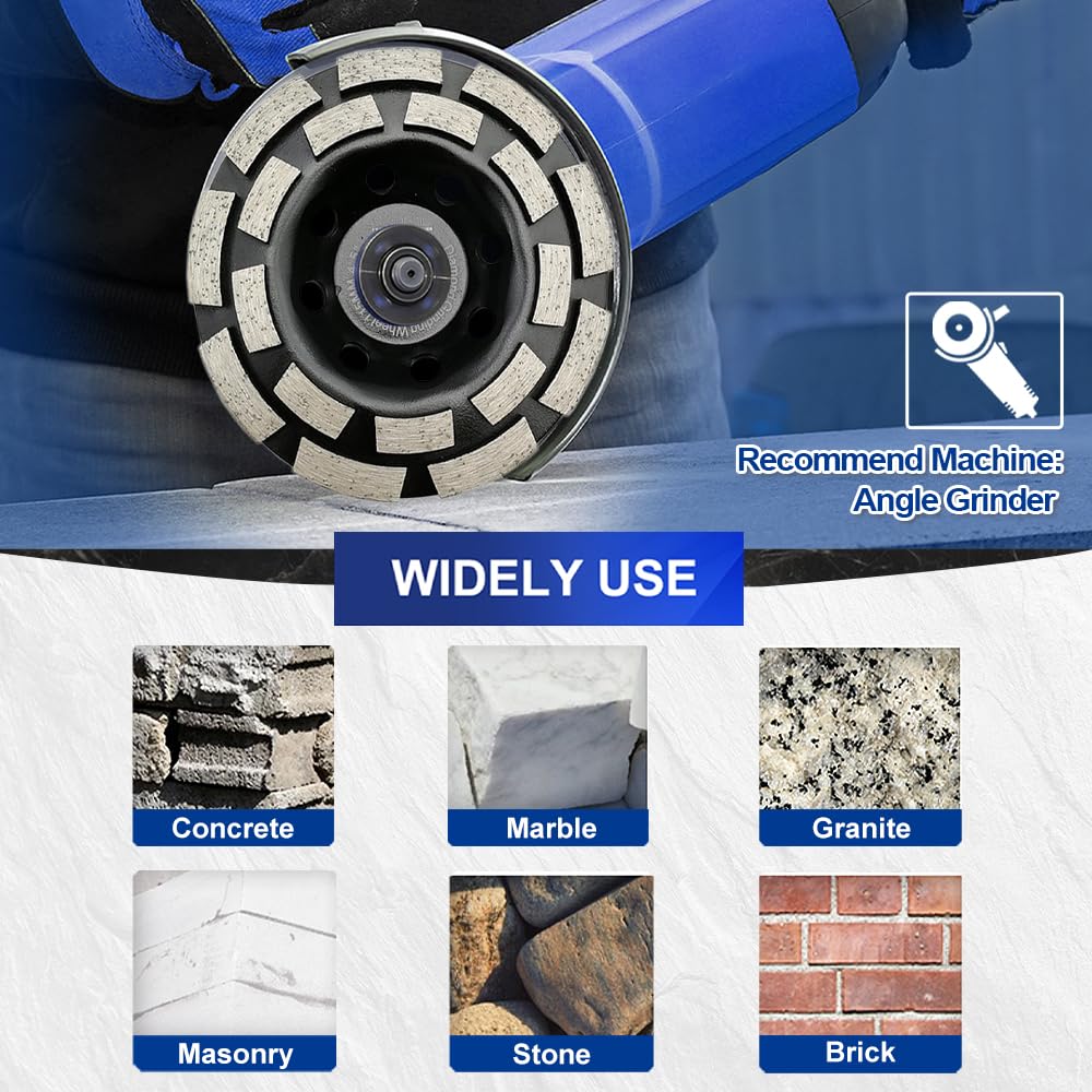 SHDIATOOL 5-Inch Double Row Diamond Grinding Cup Wheel for Concrete