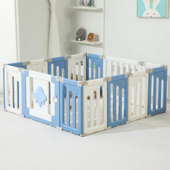 14-Panel Modular Foldable Baby Playpen & Safety Activity Yard with Locking Walk-Through Gate for Infants & Toddlers